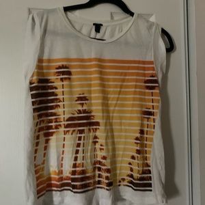 WOMENS SMALL J CREW PALM TREE SHIRT TOP